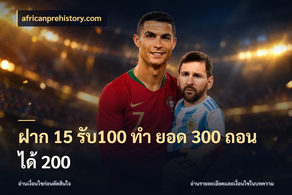 ฝาก 15 รับ100 ทํา ยอด 300 ถอนได้ 200 จับคู่โบนัสกับสไตล์เกมที่ชอบ ในมุม africanprehistory.com